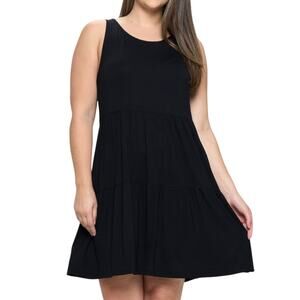 Yelete Bohemian Bella Sleeveless Layered Dress in Black, Size 3XL